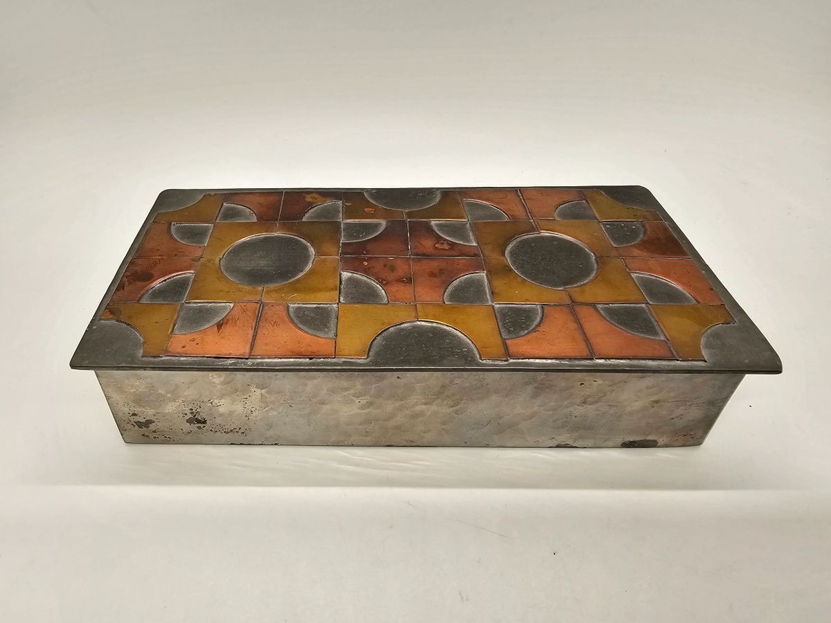 Don Miller Hammered Pewter Copper Brass Abstract Trinket Jewelry Box