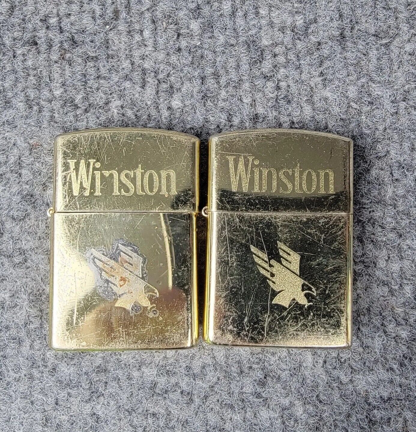 VTG Winston Cigarette Lighter Firebird Gold Finish With Eagle Engraving 