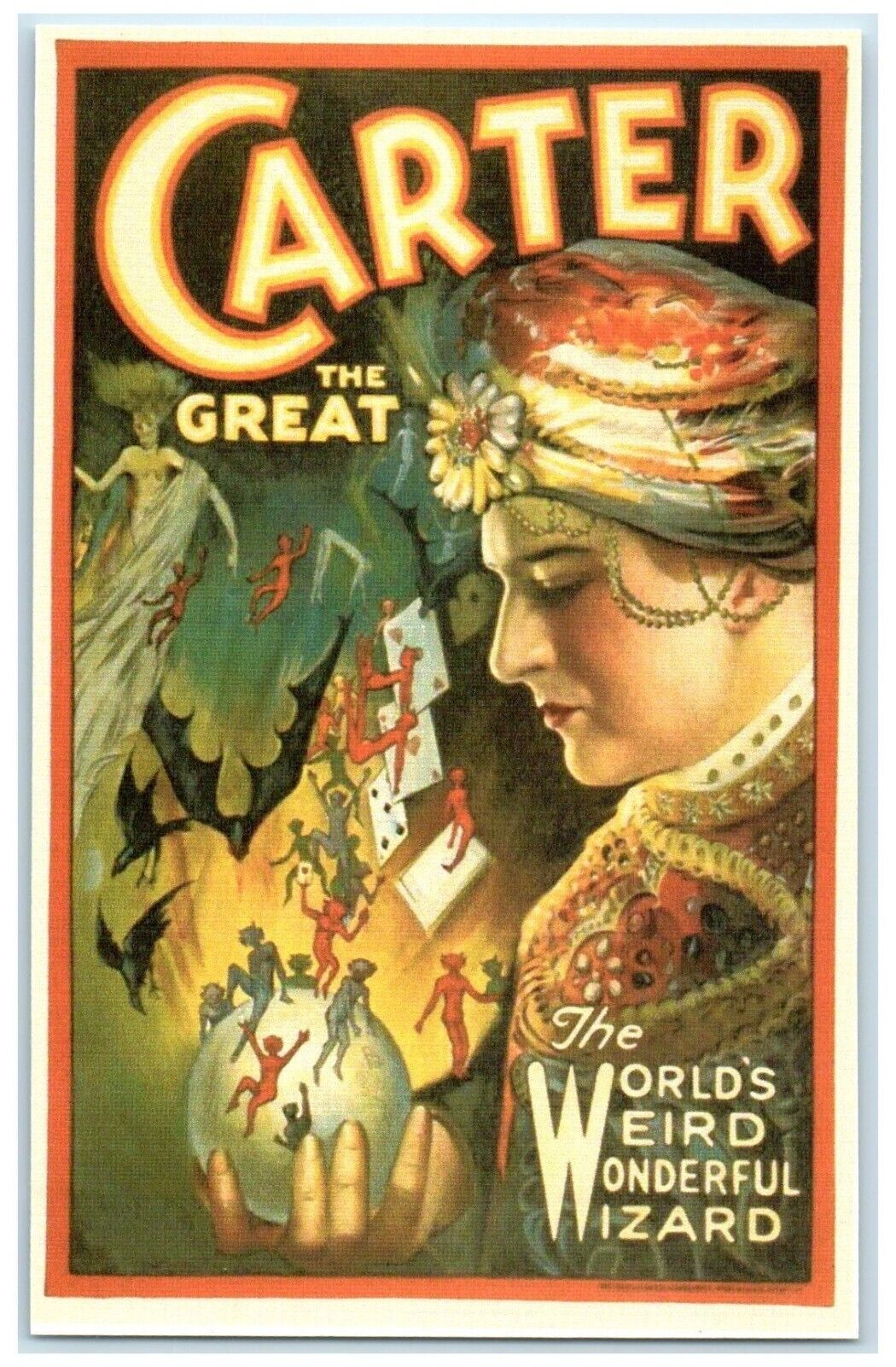 Carter The Great The Word's Weird Wonderful Wizard Magician Vintage Postcard