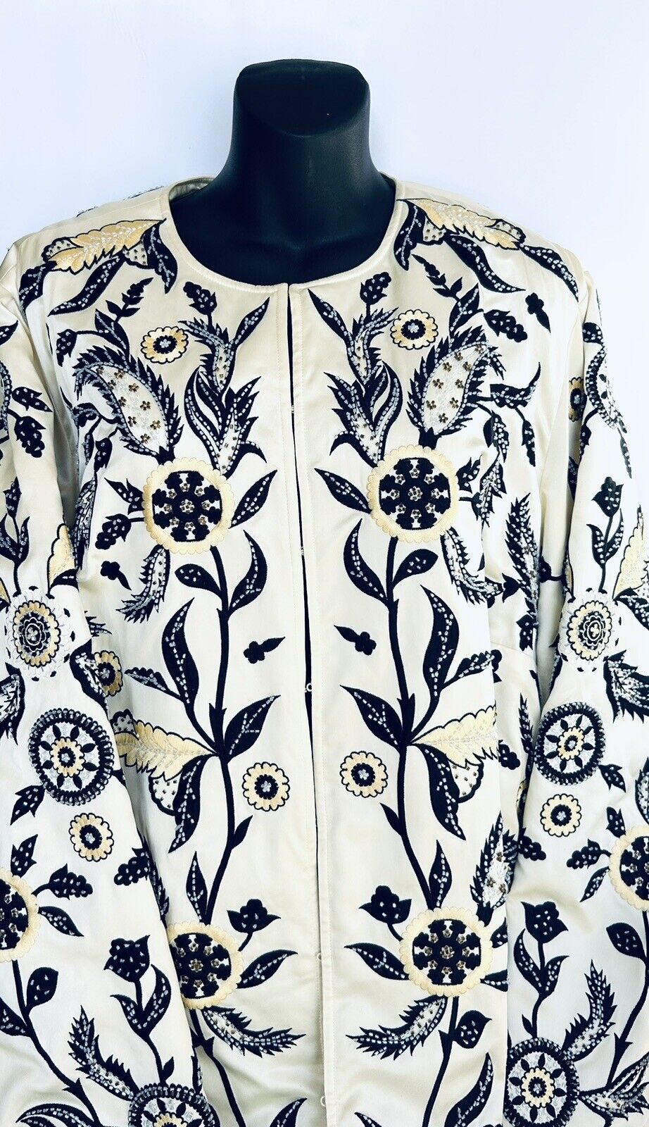 Oscar De La Renta Ivory Silk Beaded Embroidered Evening Jacket 18W 