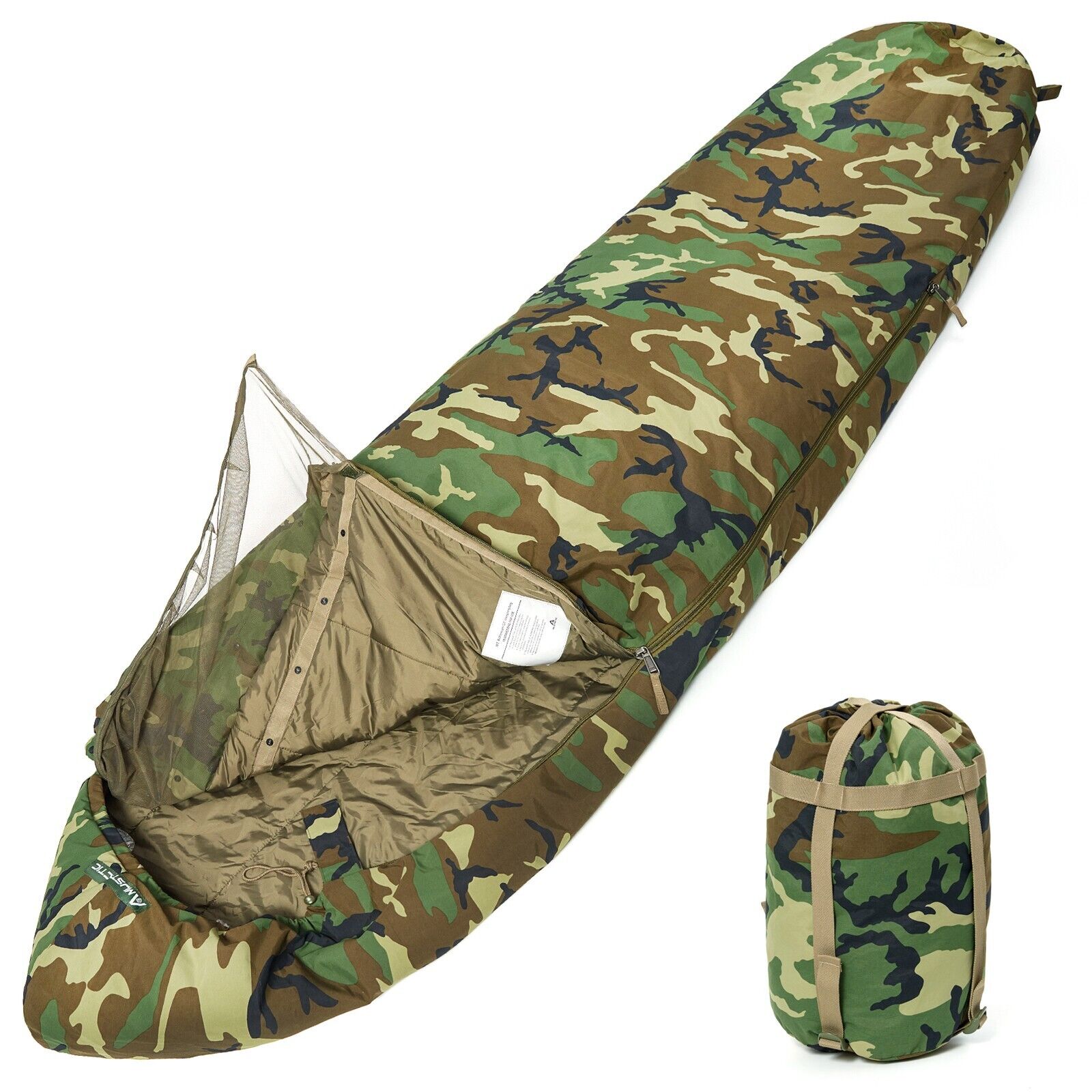 MT Military Modular Rifleman GT Sleeping Bag 2.0 with Bivy Cover, Woodland