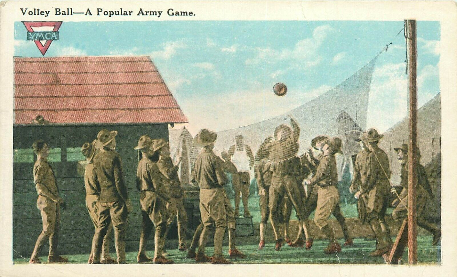 Volley Ball Army Game YMCA WWI Postcard