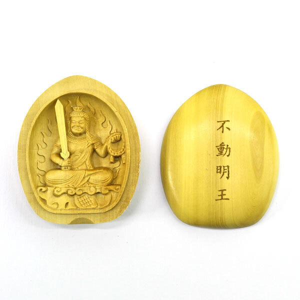 Wood Carved Buddha Image Pocket Rooster Year Gomori Honshu Fudo Ming Wang Sakiue