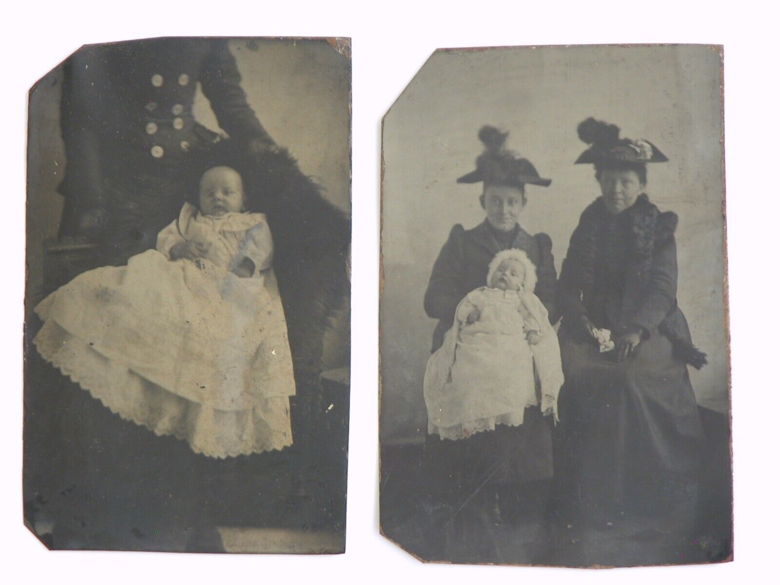 Mother & Child Portrait Victorian Wild West Tintype Photo 1890s 3 Generation