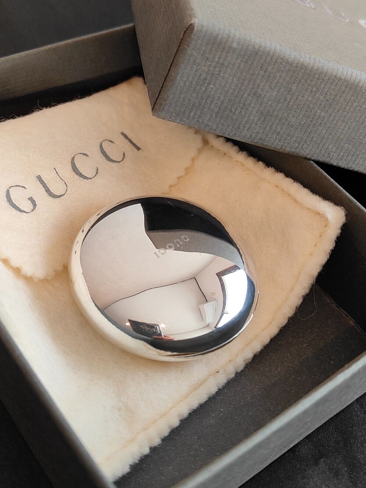 Gucci Pill Box Trinket Ashtray Case Silver Plated metal with Box