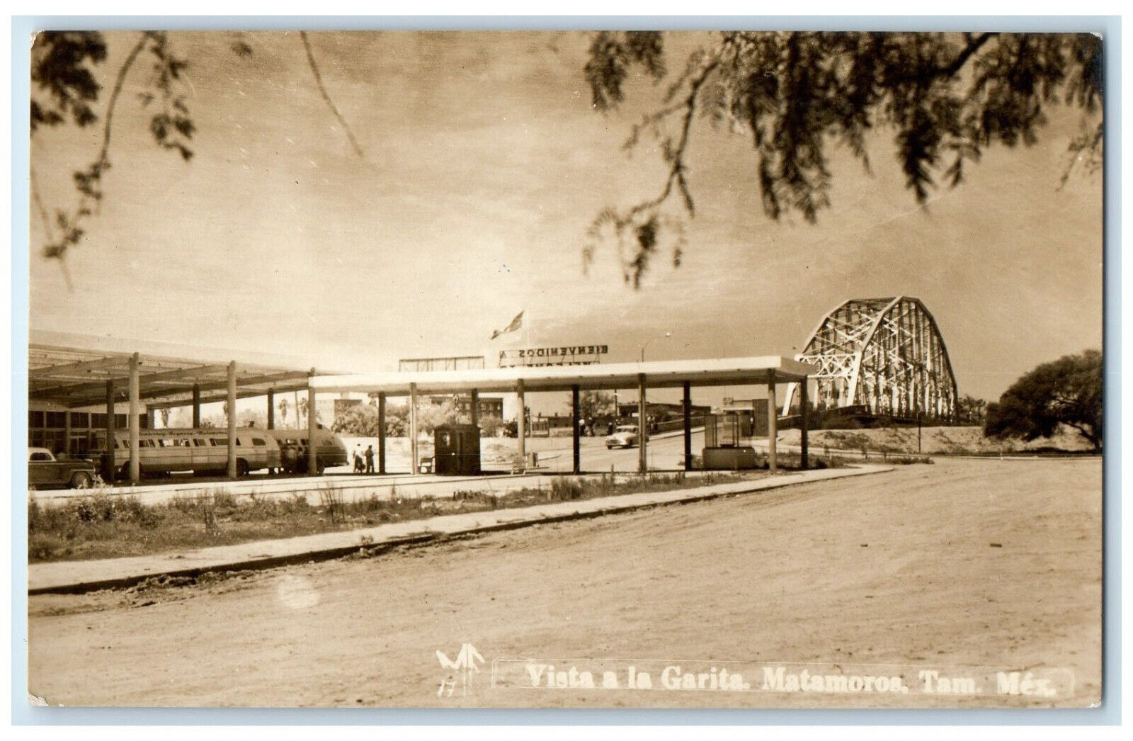 c1950's View To The Garita Matamoros Tamaulipas Mexico RPPC Photo Postcard