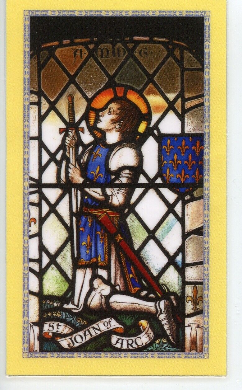 St. Joan Of Arc - Relic Laminated Holy Card - Blessed by Pope Francis 