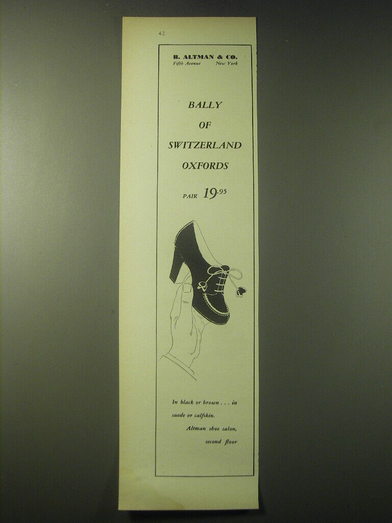 1948 Bally of Switzerland Oxford Shoes Advertisement