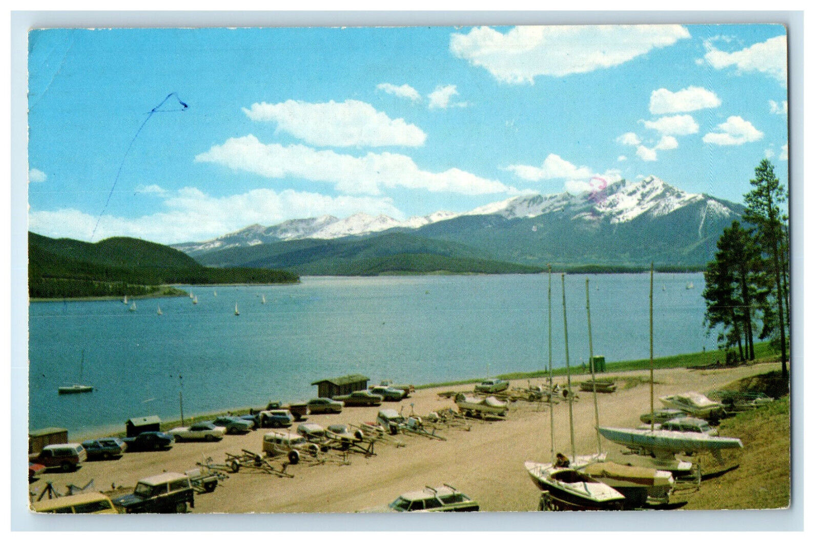 1975 Lake Dillon, Interstate 70 in Heart of Rockies CO Vintage Postcard