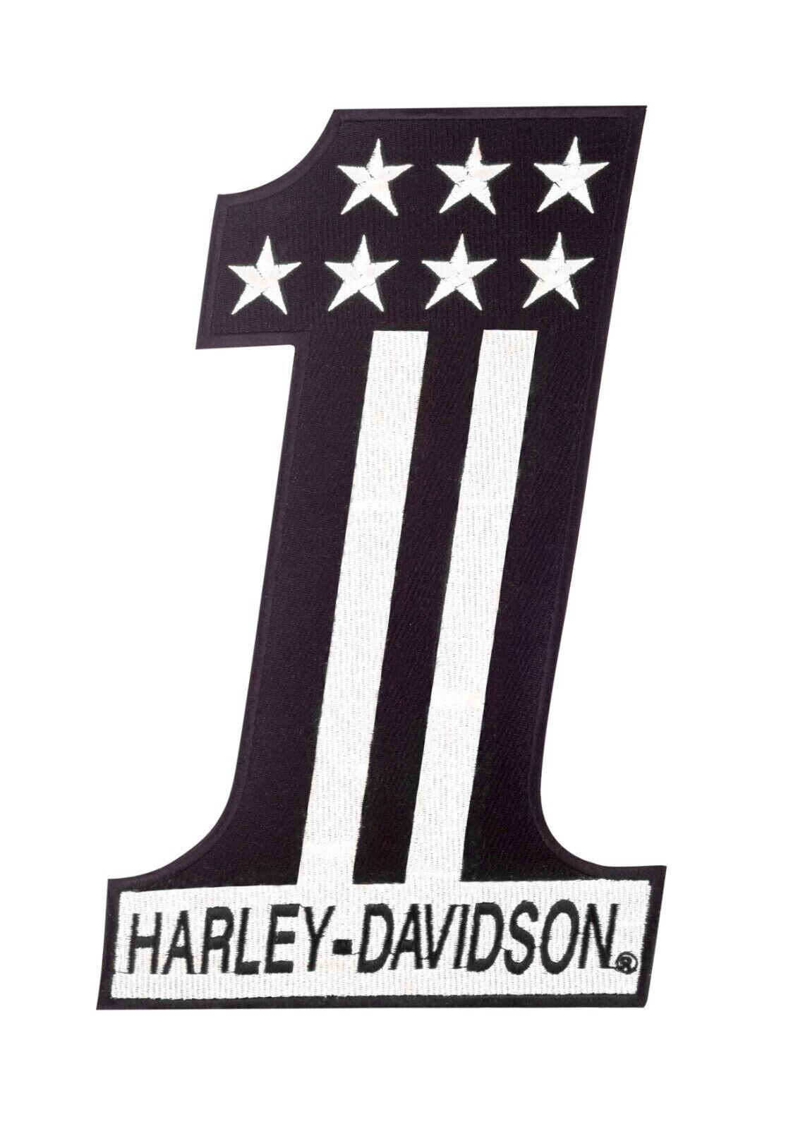 Harley Davidson #1 12 inch Large Patch- Harley Davidson Motorcycle White & Black