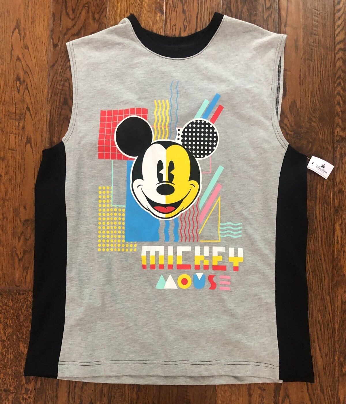 New Disney Parks Mickey Mouse 80’s Style Art Sleeveless Shirt Tank Top Mens L