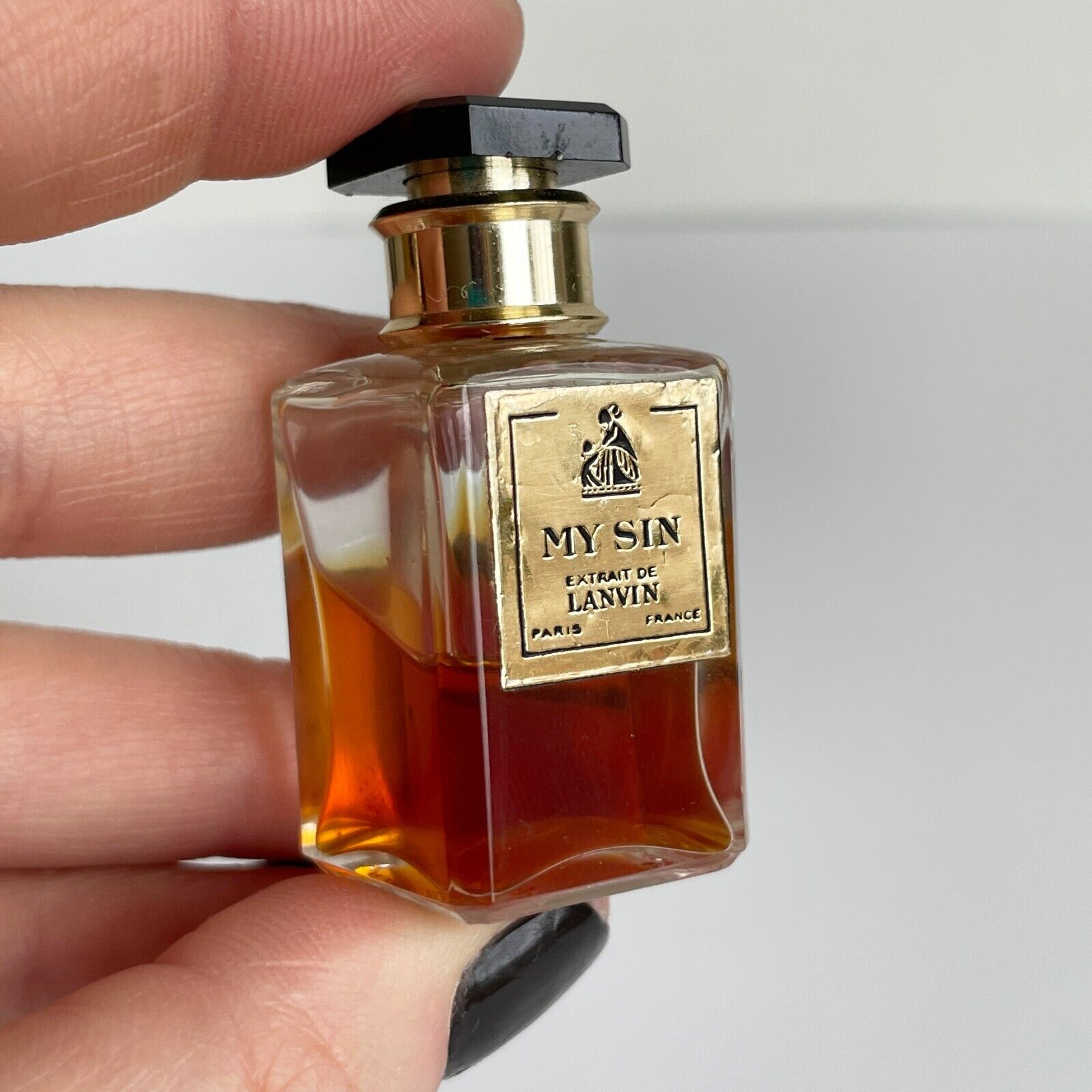 Vintage My Sin Extrait de Lavin Paris France Perfume 1/4 Fl. Oz. Half Full