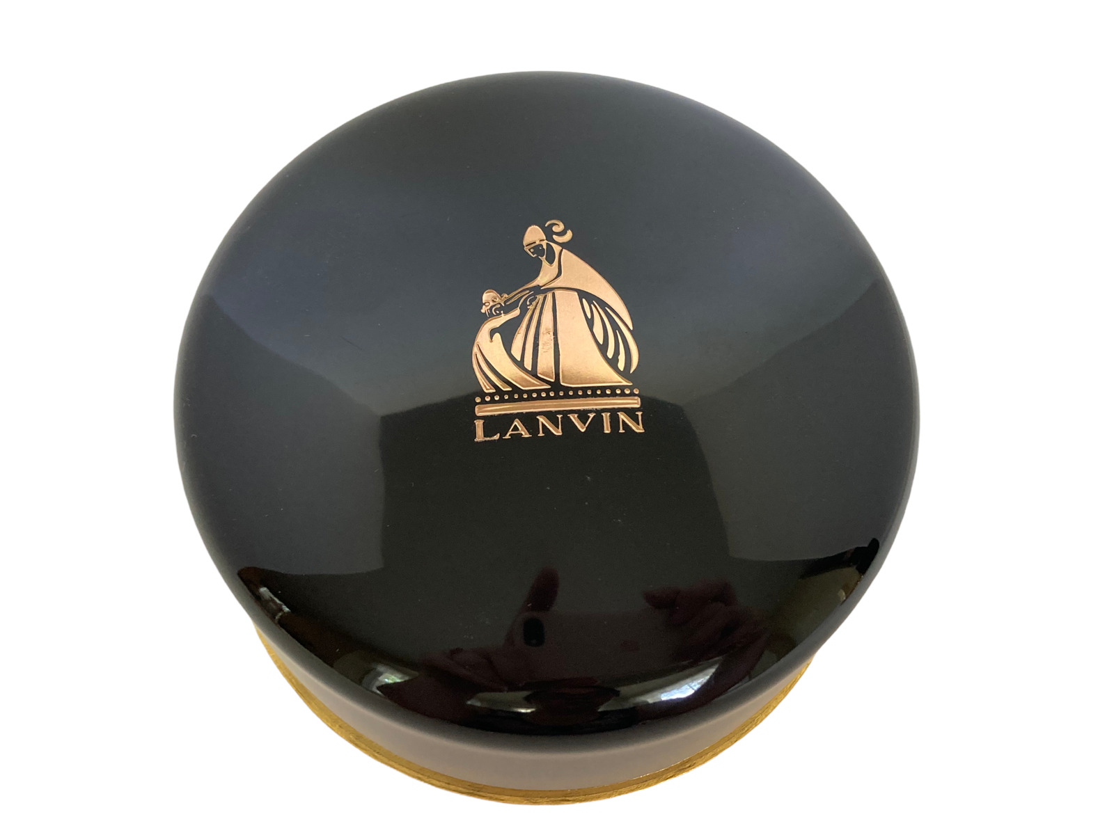 Lanvin My Sin Dusting Powder Black Round Container 9 oz Puff Parfums Vintage