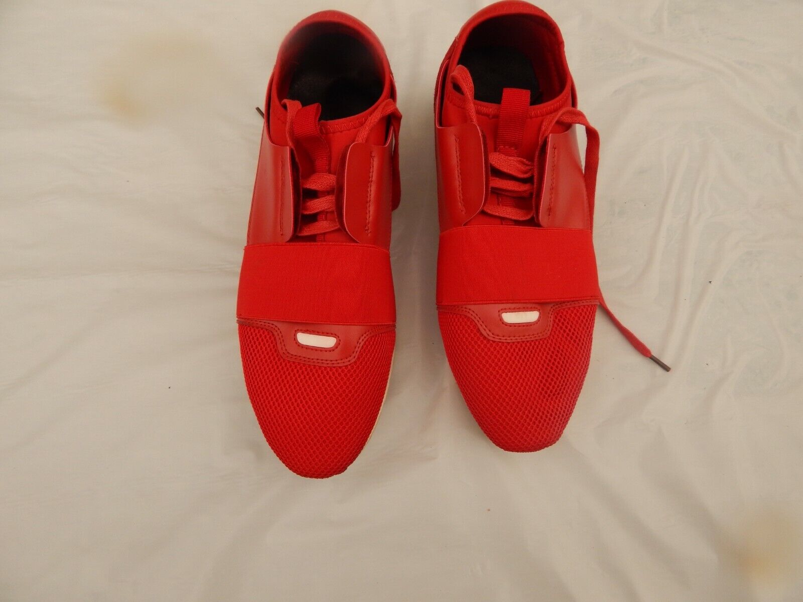 Balenciaga Red Calfskin Neoprene Mesh Suede, Size 46 (US Size 13) Red.