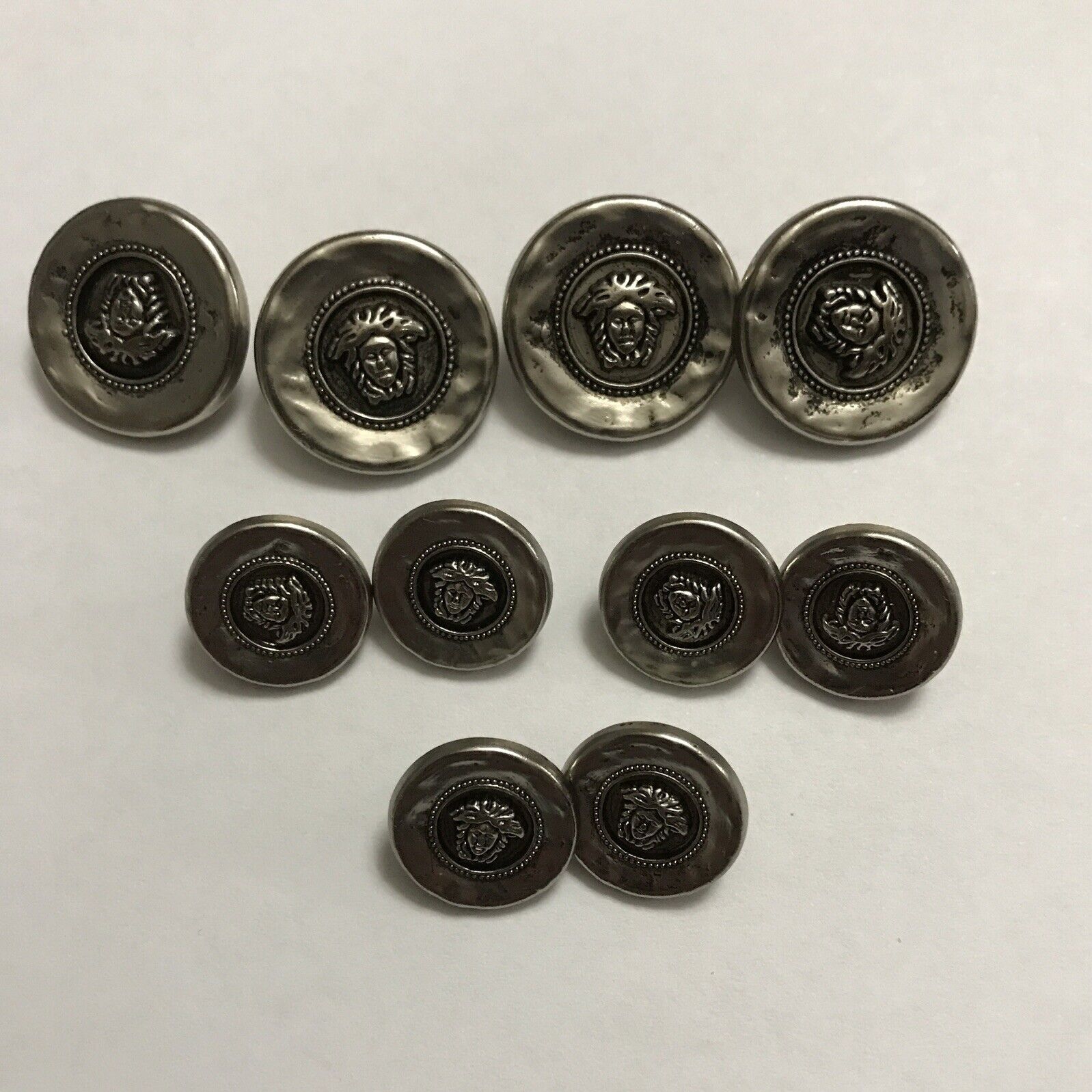 10 pieces  Versace   Silver Tone buttons medusa 2 & 1,5 cm