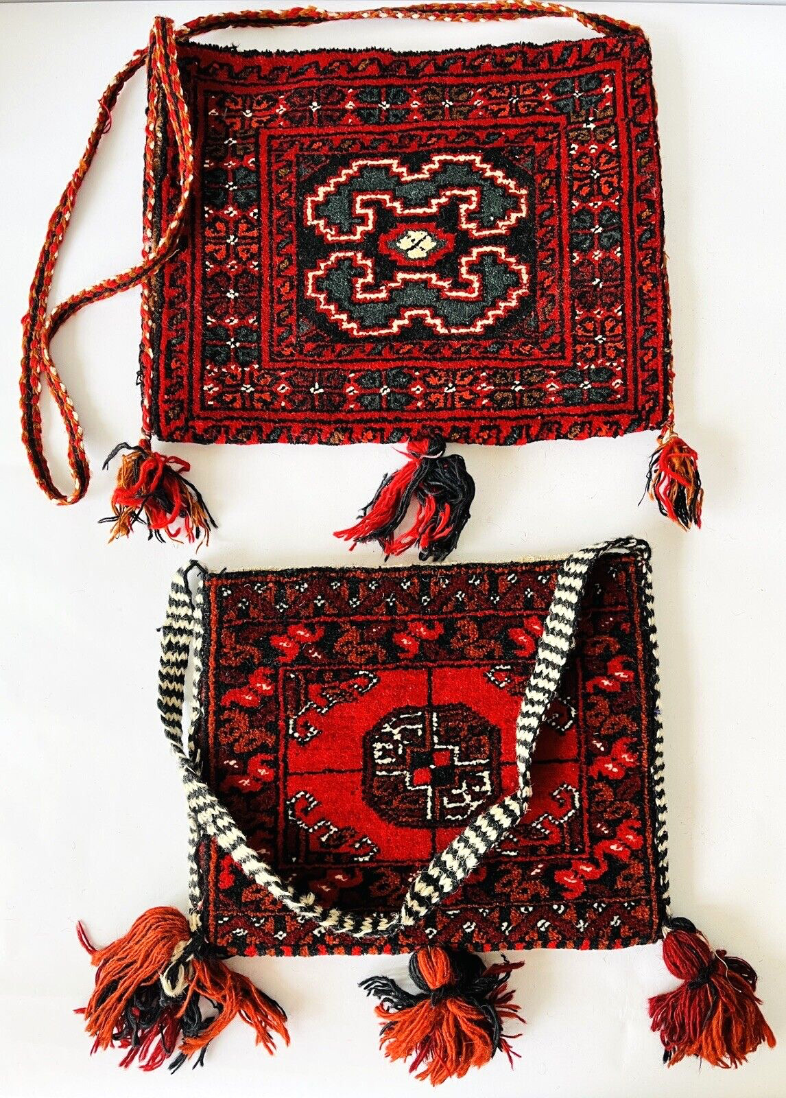 2 Single Camel Saddlebags / Shoulder Bags with Carpet & Tassels Saudi Arabia