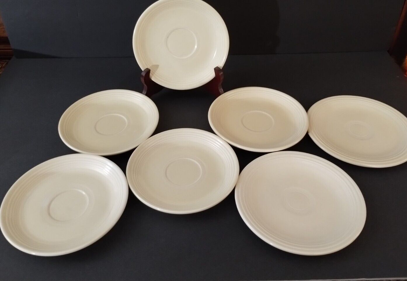 7pcs Vintage Homer Laughlin Genuine Fiestaware 6” Ivory Saucer / Bread Plates