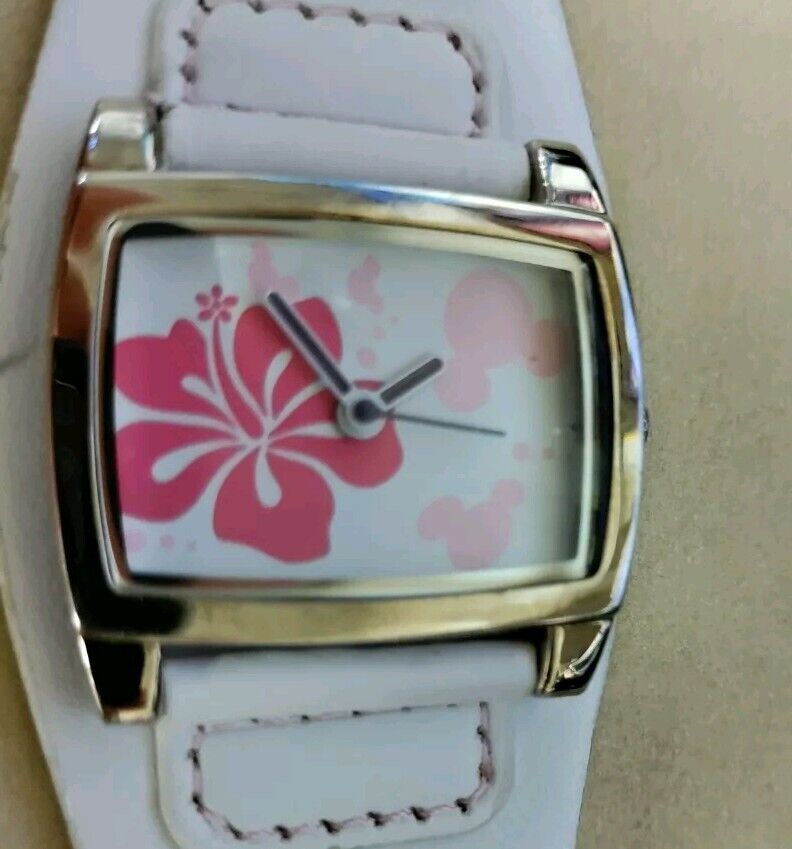 Women's Mickey Ears Pink And White Floral Quartz Watch by DISNEY - New Battery 