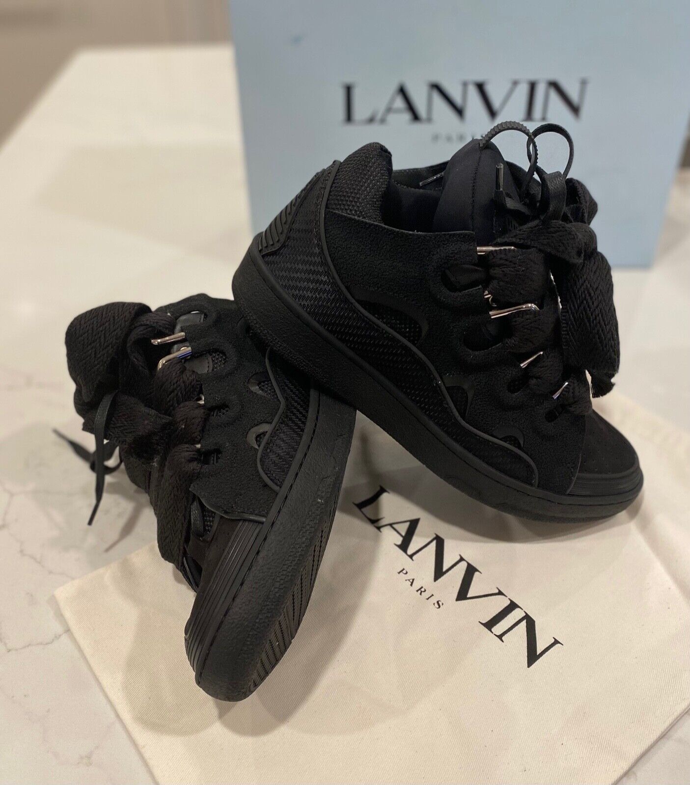 BRAND NEW Lanvin Leather Curb Sneakers Black Size 41/ Mens 8 