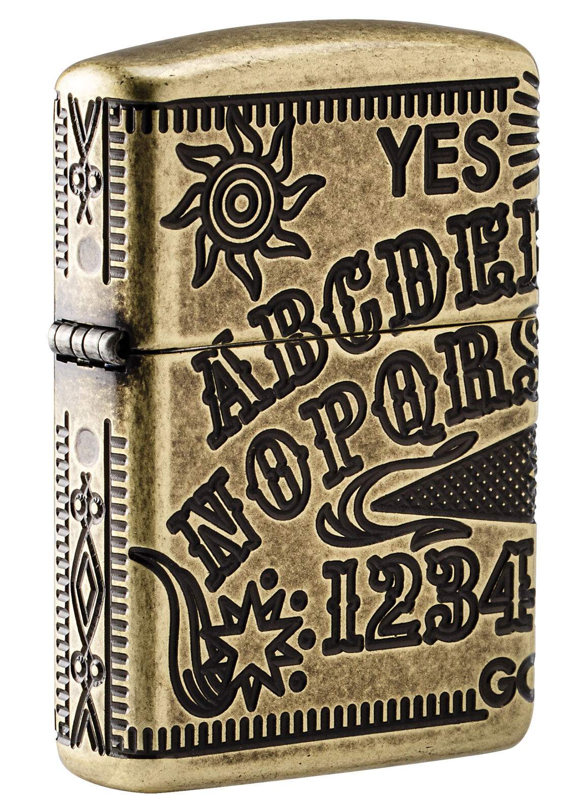 Zippo Armor Antique Brass Ouija Board Design Windproof Lighter, 49001