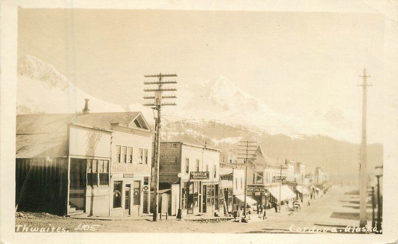 Alaska Cordova Street Scene Thwaites 4105 RPPC Photo Postcard 22-6325