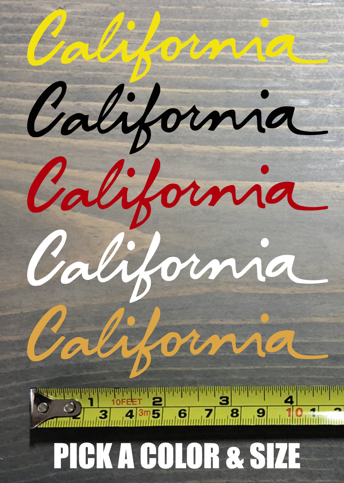 California Sticker Decal License Plate Font DIE CUT Vinyl Kit Yellow Red Black