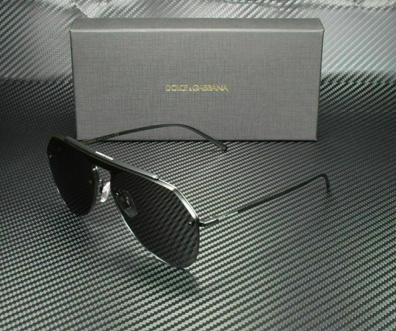 DOLCE & GABBANA DG2213 110687 Matte Black Pilot Men\'s 34 mm Sunglasses
