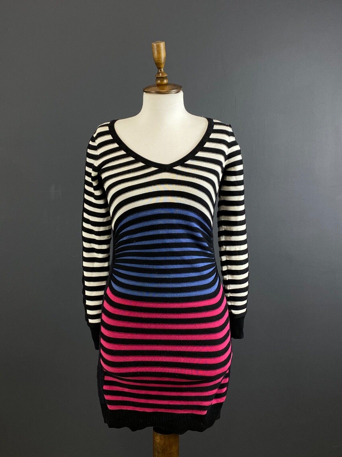 Missoni Designer Colorblock Long Short Wool Scoop Dress Size L / XL