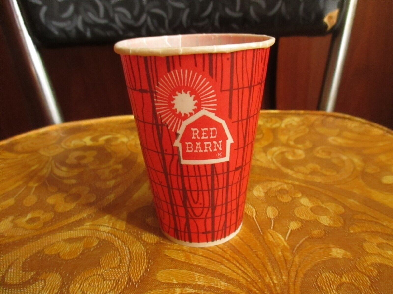 NOS Vintage 60s 70s RED BARN Restaurant Wax Paper Cup Nyman 3.5