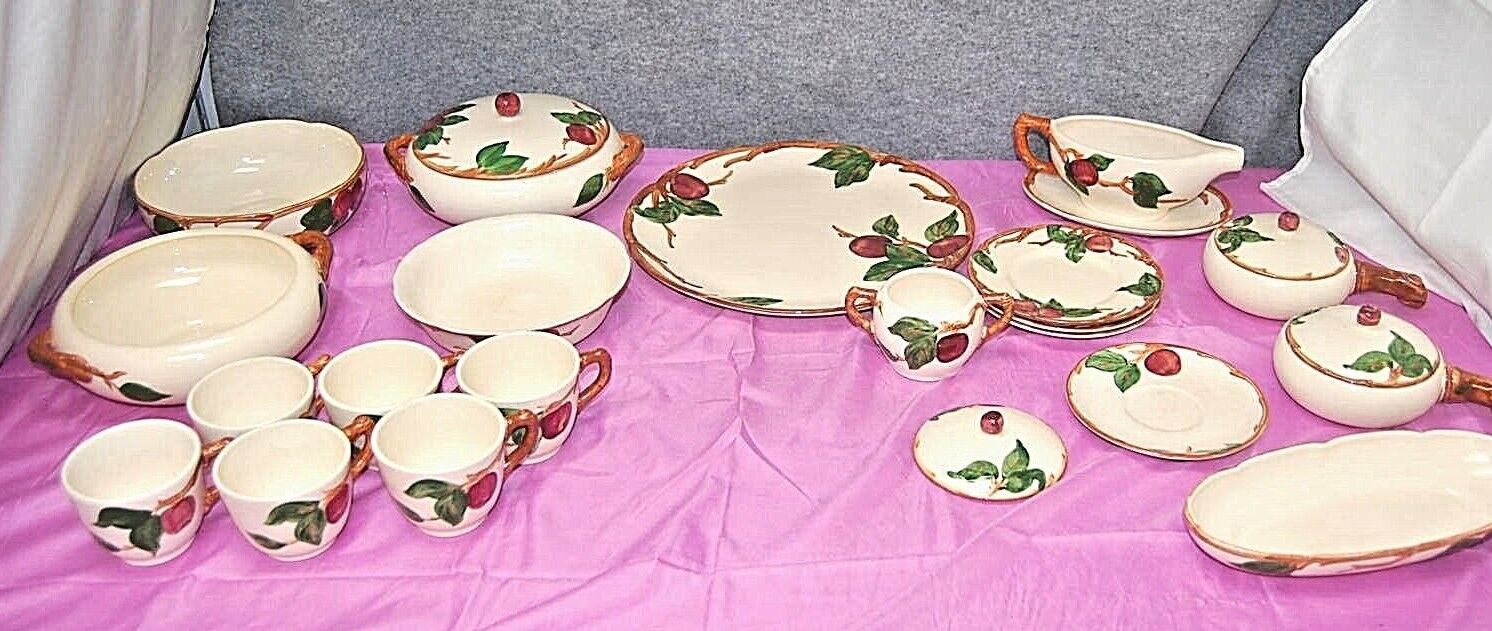 Franciscan Apple Dishes, Cups & Serving Pieces Vintage Lot of 21 Pieces  L2526