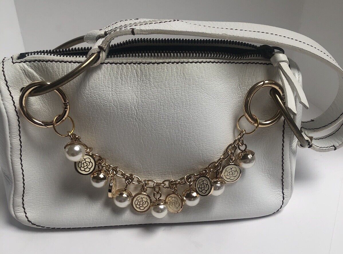 Miu Miu Small White Leather Handbag 6” Strap