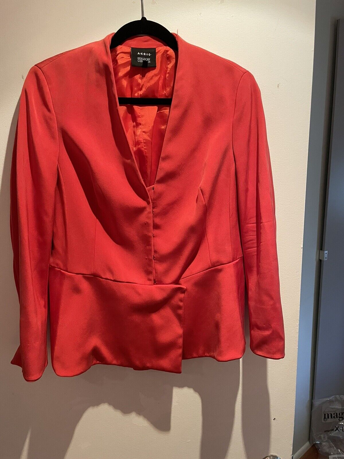 AKRIS Bergdorf Goodman\'s red peplum jacket