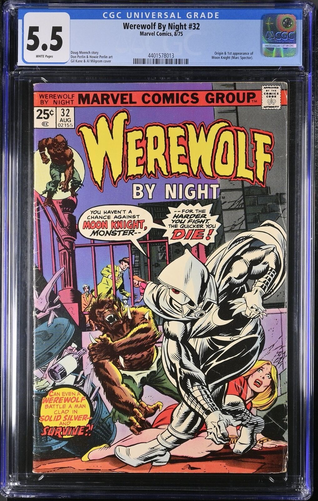 Werewolf By Night #32 CGC FN- 5.5 White Pages 1st Moon Knight Marc Spector