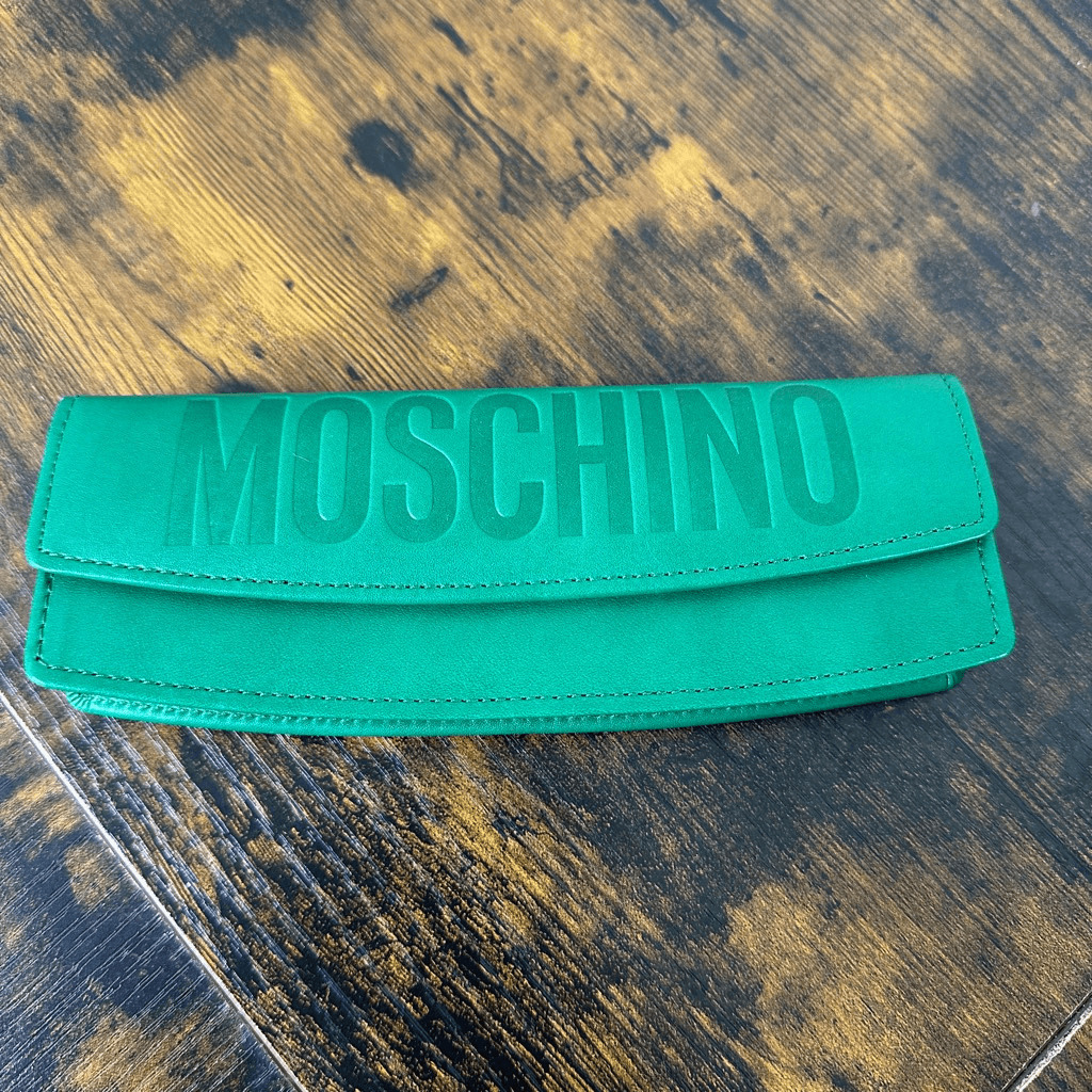 Moschino Cheap & Chic Pencil Case Green Leather W/ Certificate of Authenticity