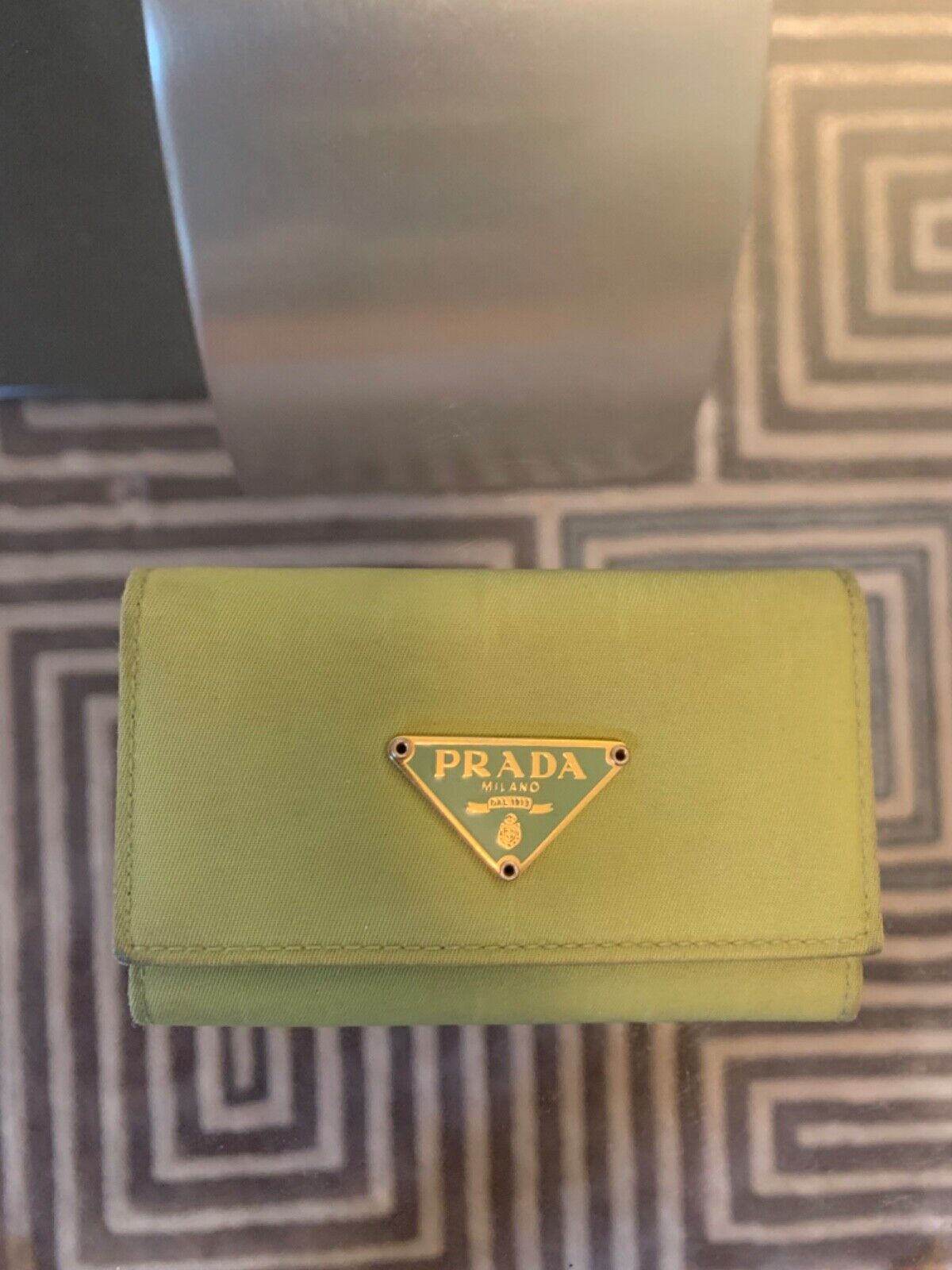 Authentic PRADA Logo Plate Nylon 6 Keys Holder - Card Holder 