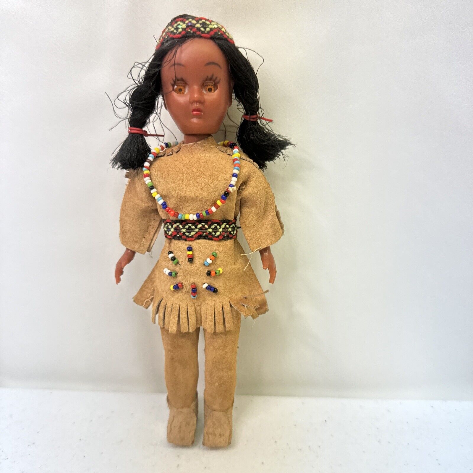 Vintage 60s Native American Indian Woman Doll 7.5