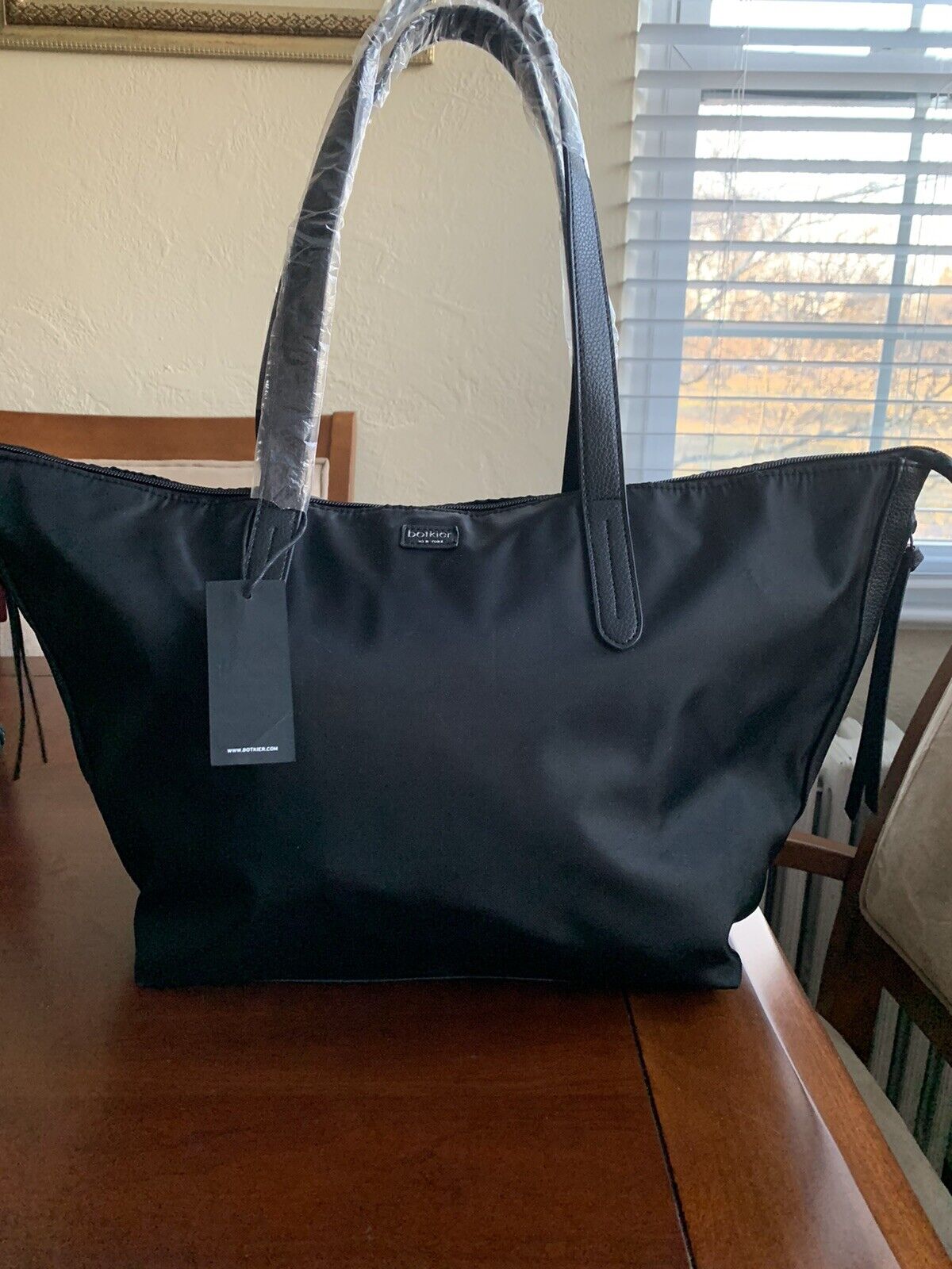 BOTKIER NEW YORK Nylon Black Roomy Tote Bag With Side Zippers New W/ Tags