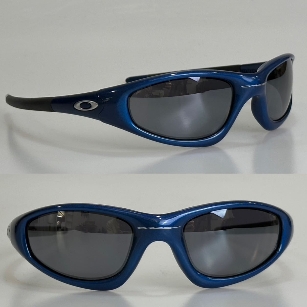 90 s OAKLEY straight jacket Blue Black Iridium Sunglasses Oakley Straight Ja