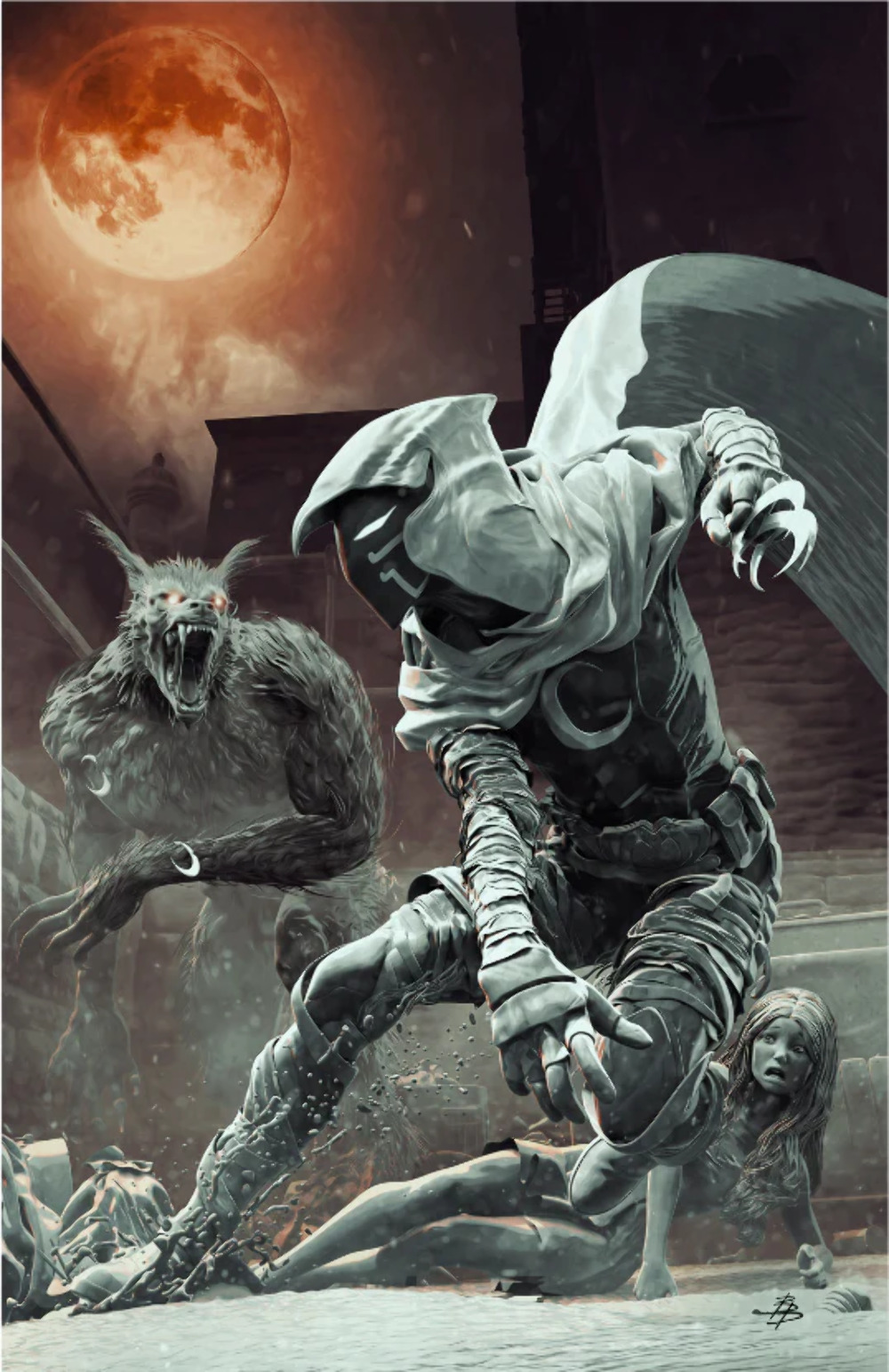 Moon Knight Black White Blood #1 (of 4) Bjorn Barends Werewolf By Night 32 Homag