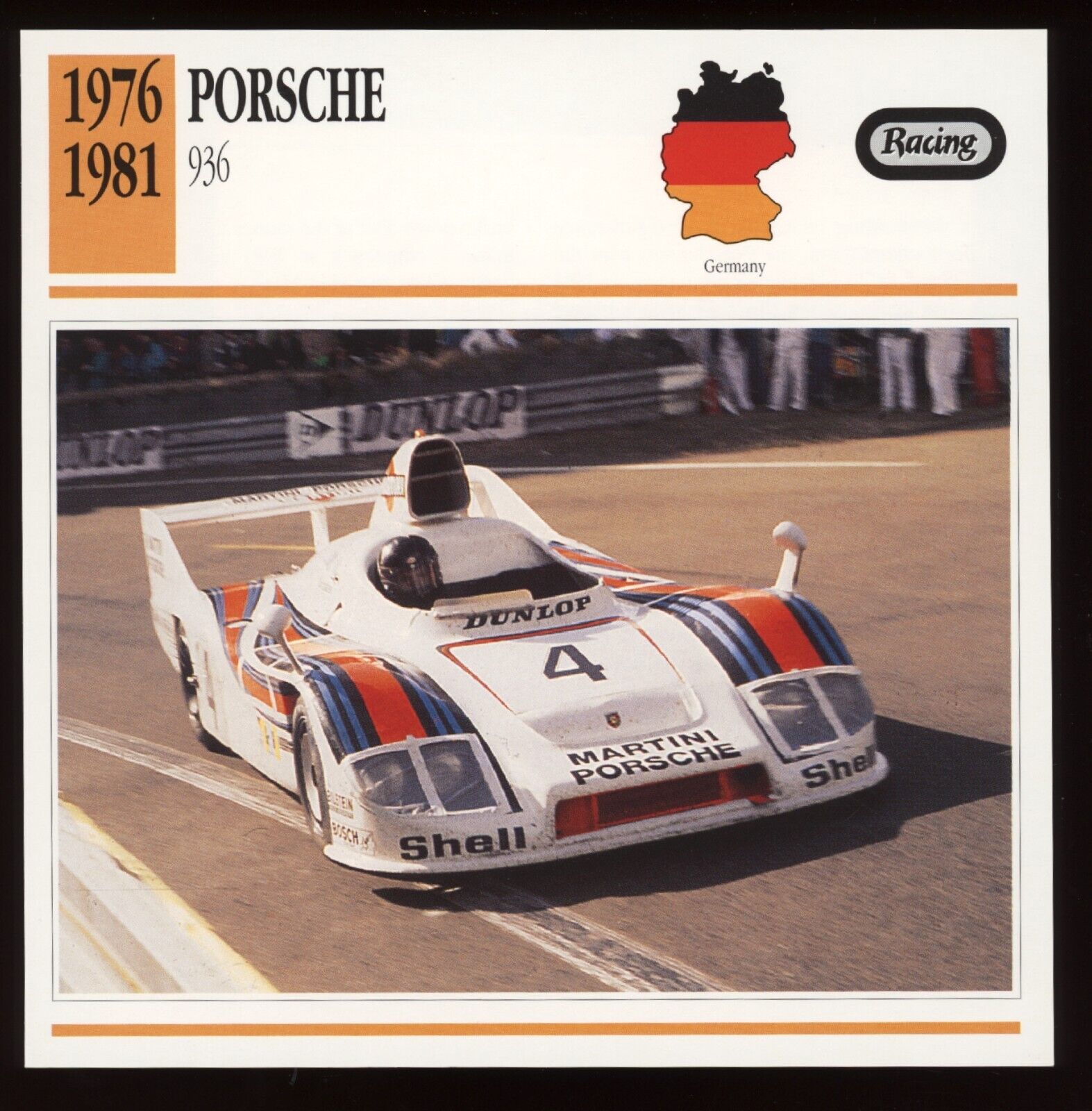 1976 - 1981  Porsche  936 Racing  Classic Cars Card