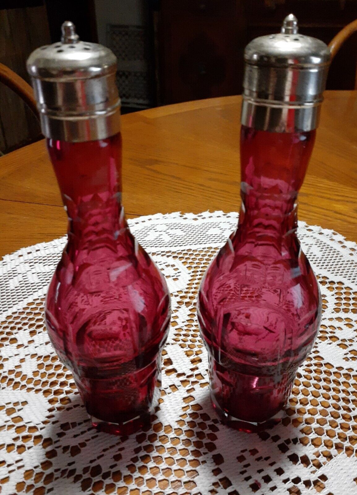  Vintage Cranberry  Salt Shakers~Rare ☆Gorgeous  ~ SPECIAL 