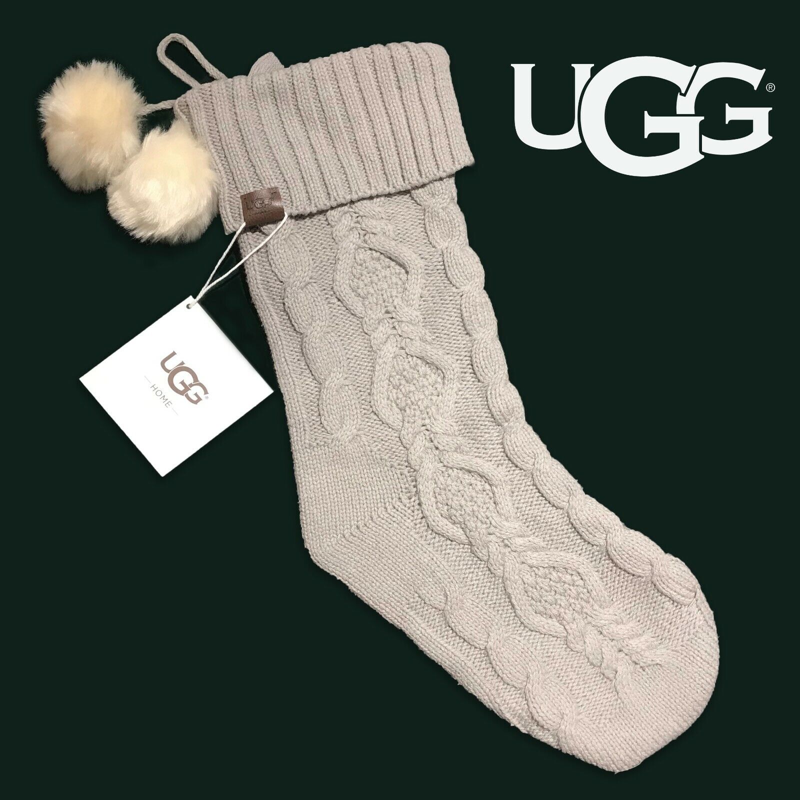 NWT UGG Classic Cable Knit Stocking Seal Gray 12\