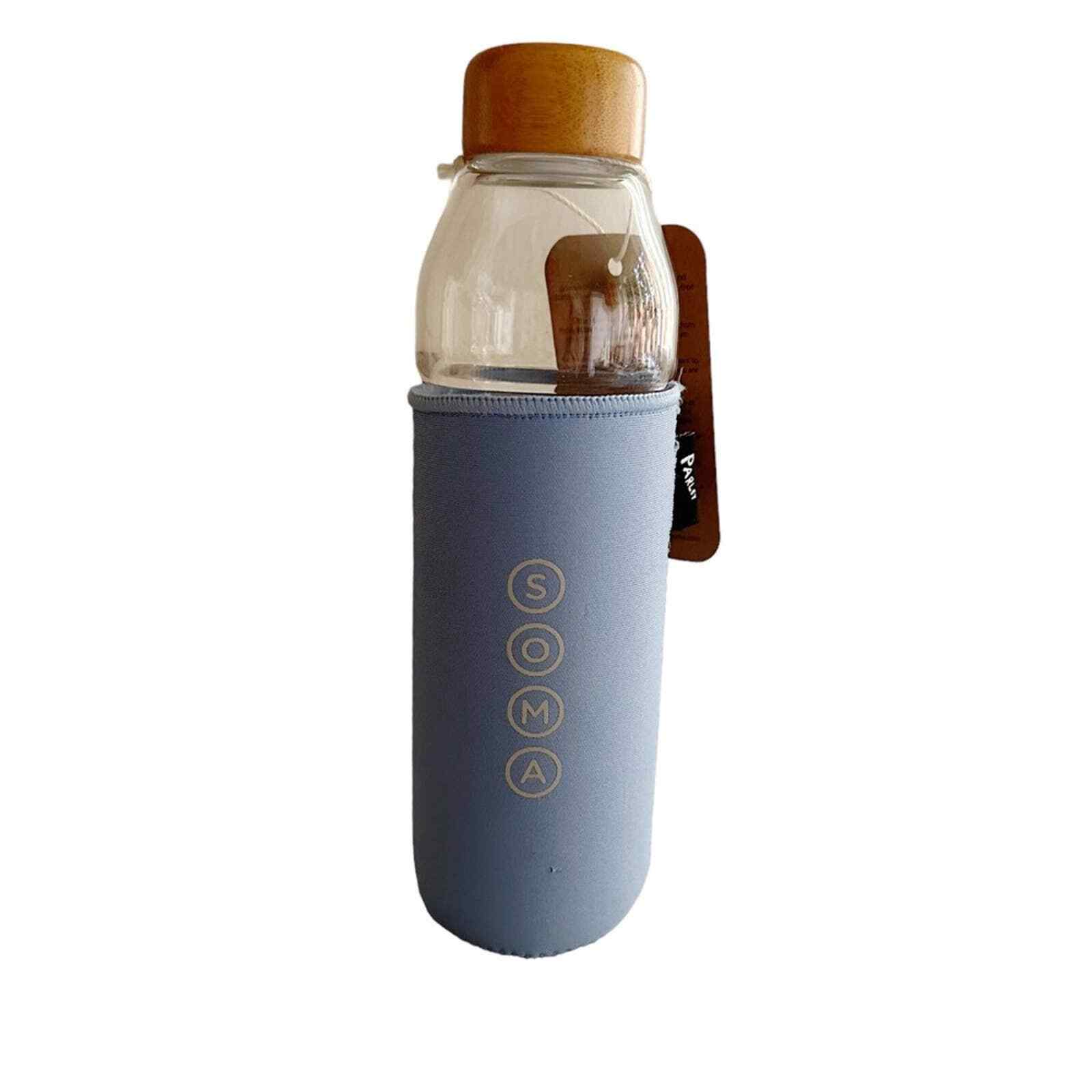 Starbucks x Soma x Parley Limited Edition Glass Water Bottle 17oz Blue Neoprene