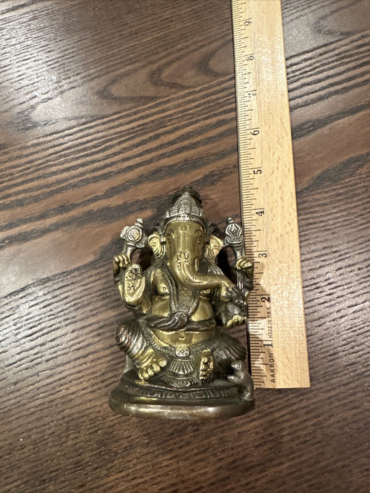 Vintage Ganesh Brass Pewter Hindu Elephant God Statue Heavy D
