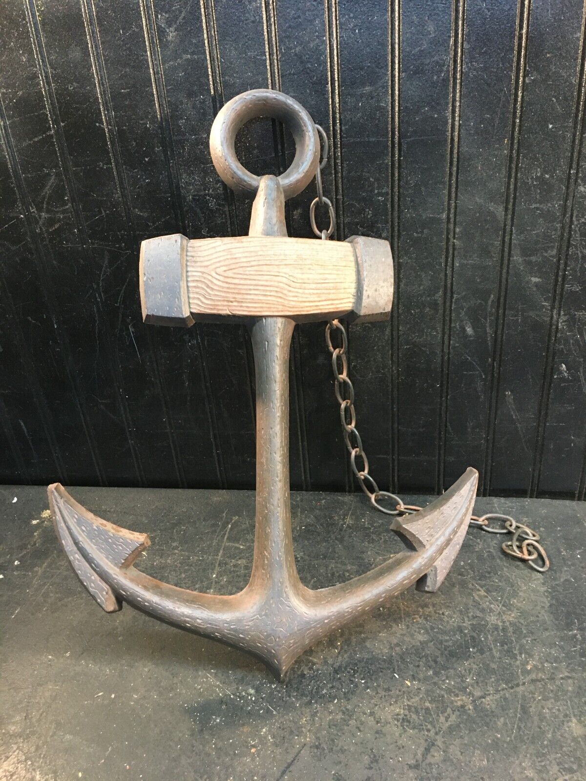 Vintage 1968 Sexton Metal Craft Anchor and Chain Wall Art Decoration 20 x 14 in
