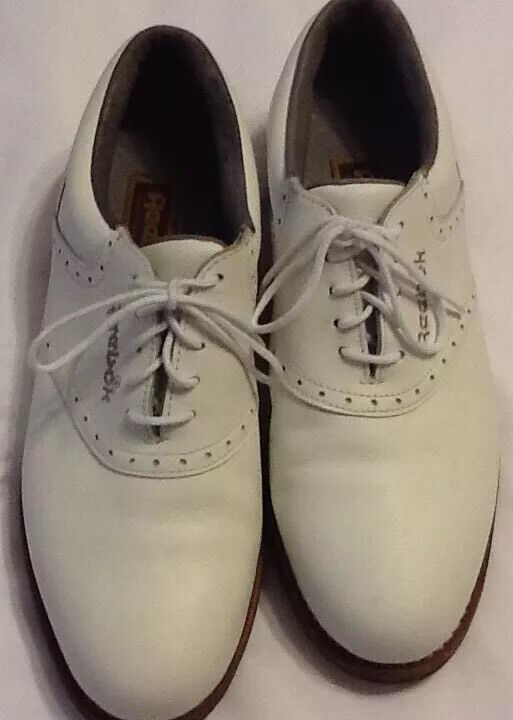 REEBOK WOMEN\'S White Oxford Golf Shoes Cleats Size 7 1/2 B EUC
