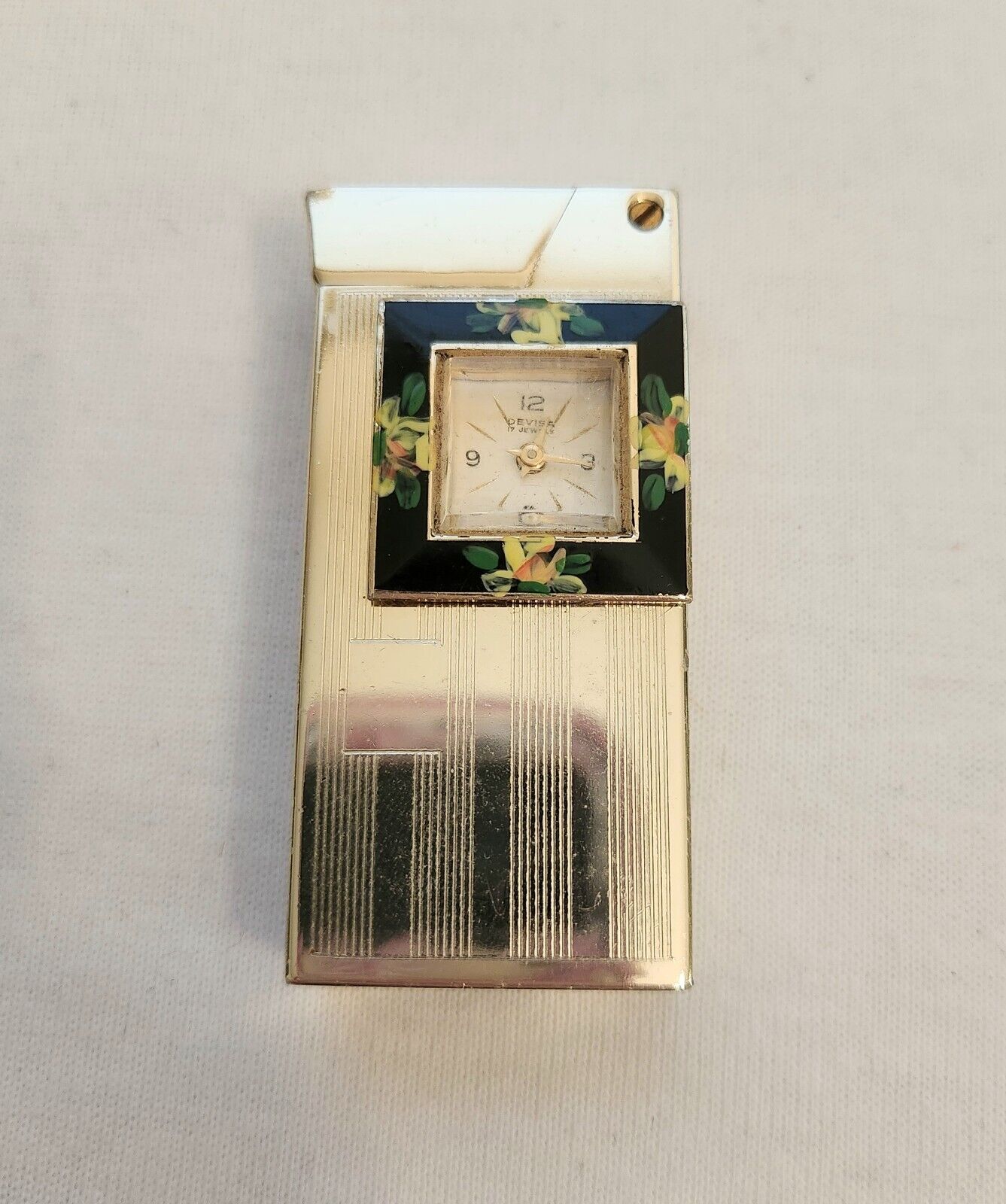 Vintage Swiss Made Devisa Clock Watch Lighter 17 Jewels