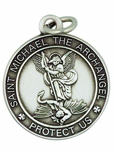 St Michael The Archangel Sterling Silver Protect Us 13/16 Inch Medal 24 In Chain