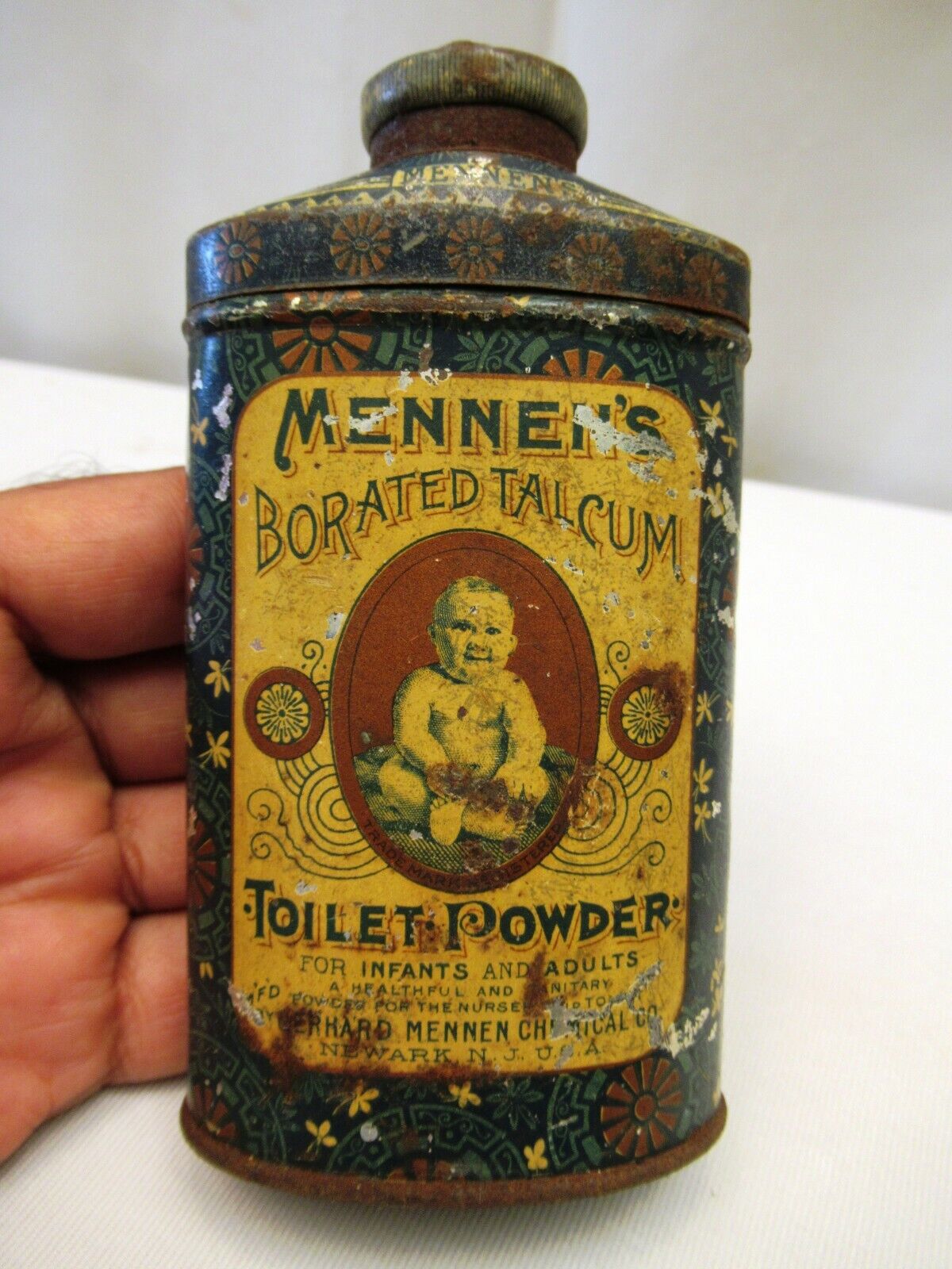 Vintage Mennen\'S Borated Talcum Toilet Powder Advertising Tin Box America Colle*