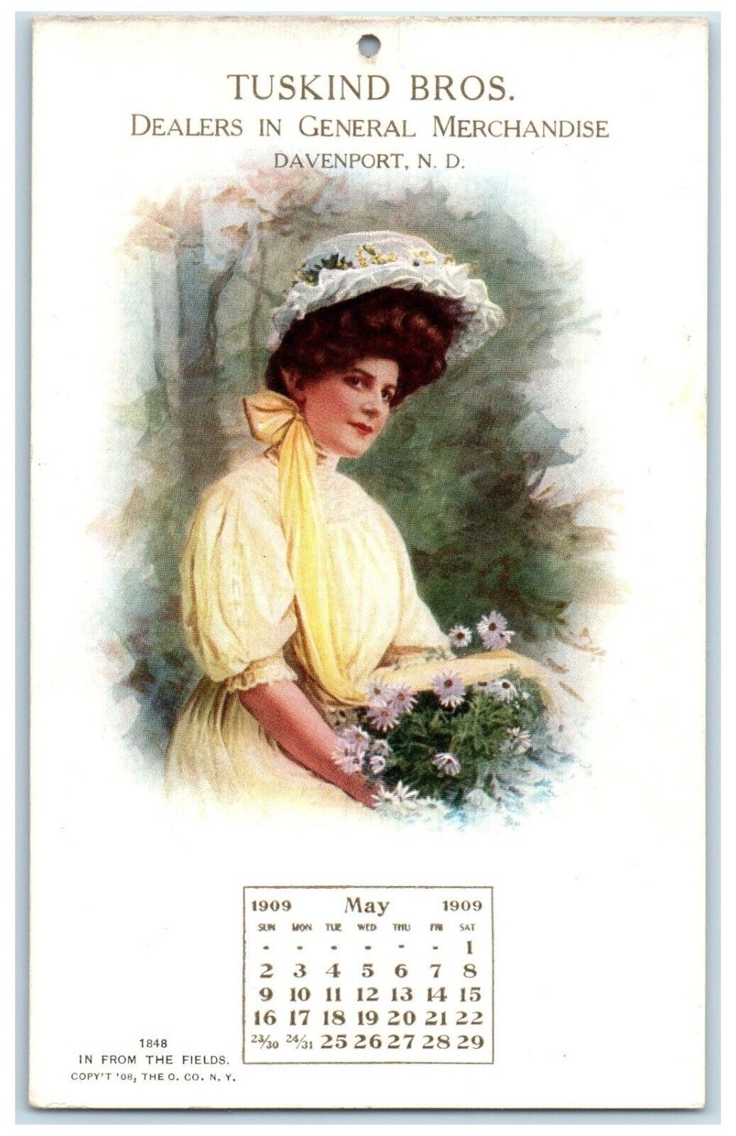 Woman Tuskind Bros Dealers General Merchandise Davenport ND Calendar Postcard